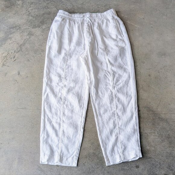 Athleta Retreat High Rise Ankle Linen Pant White medium - Picture 2 of 9